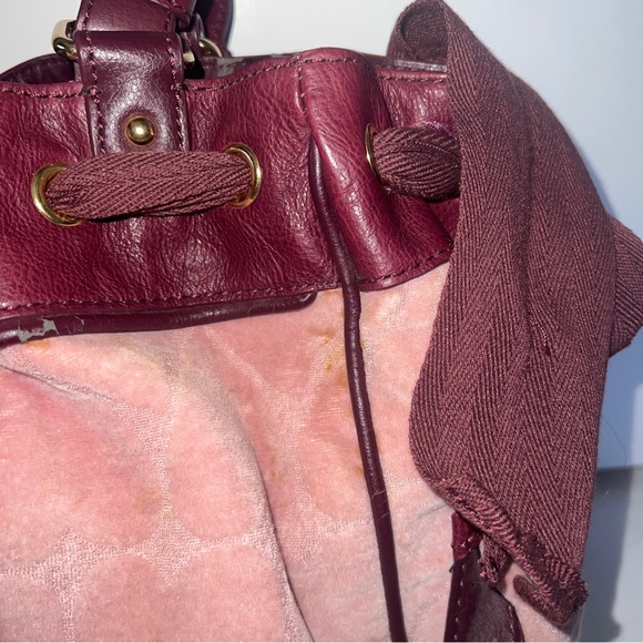 Vintage Pink JUICY couture bag purse Y2K preloved velour tote RARE hearts - Picture 14 of 15